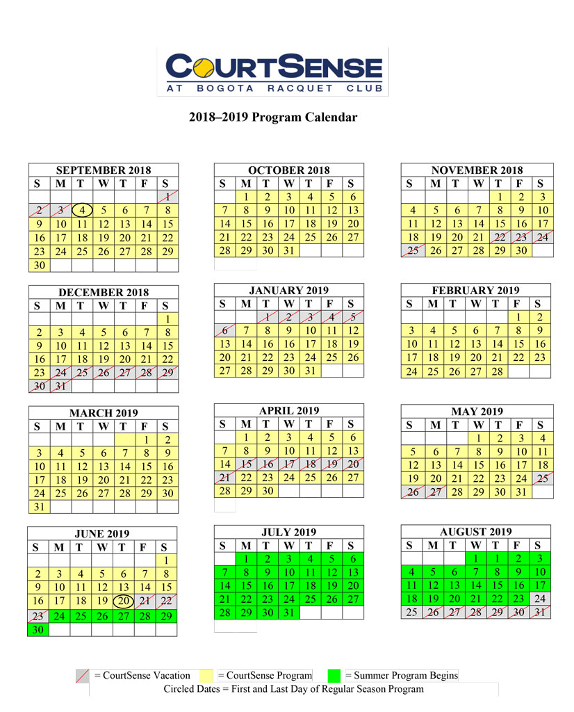 2018 2019 program calendar courtsense calendar program