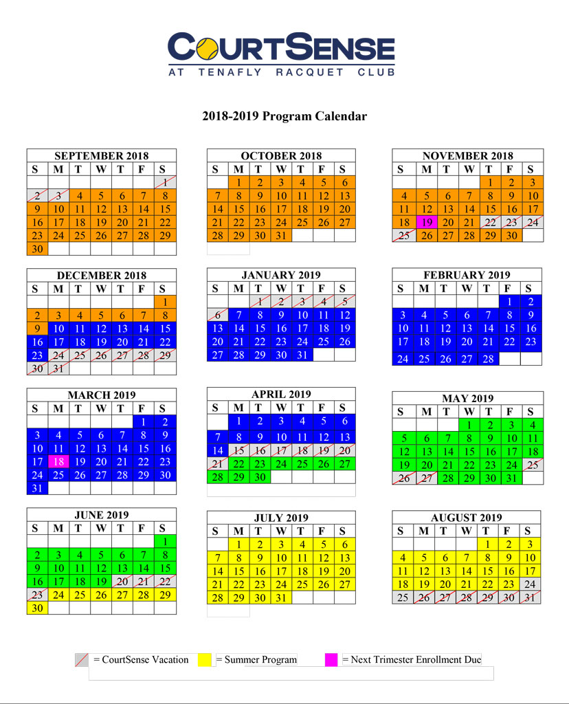 2018 2019 program calendar courtsense calendar program